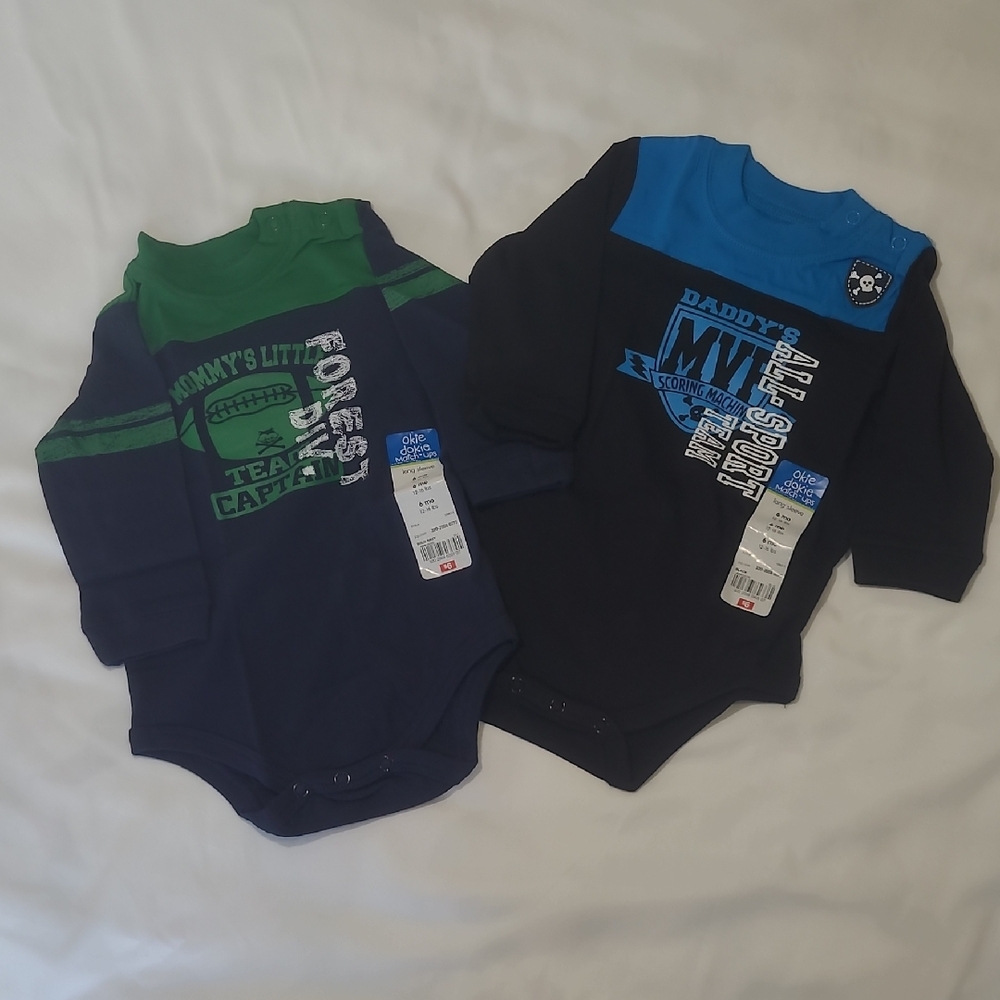 okie dokie Long Sleeve Baby Bodysuit Duo